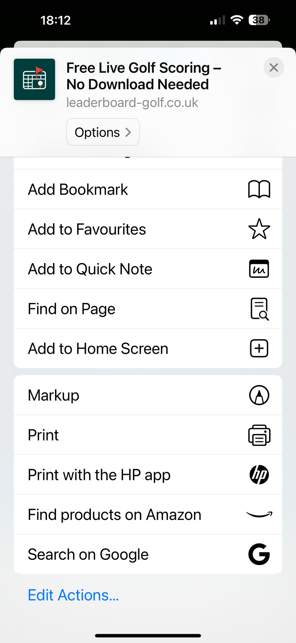 Add to Home Screen option